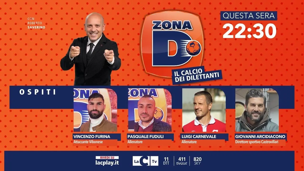 Zona D, il calcio dilettantistico calabrese oggi su LaC Tv: tra gli ospiti l’attaccante della Vibonese Vincenzo Furina