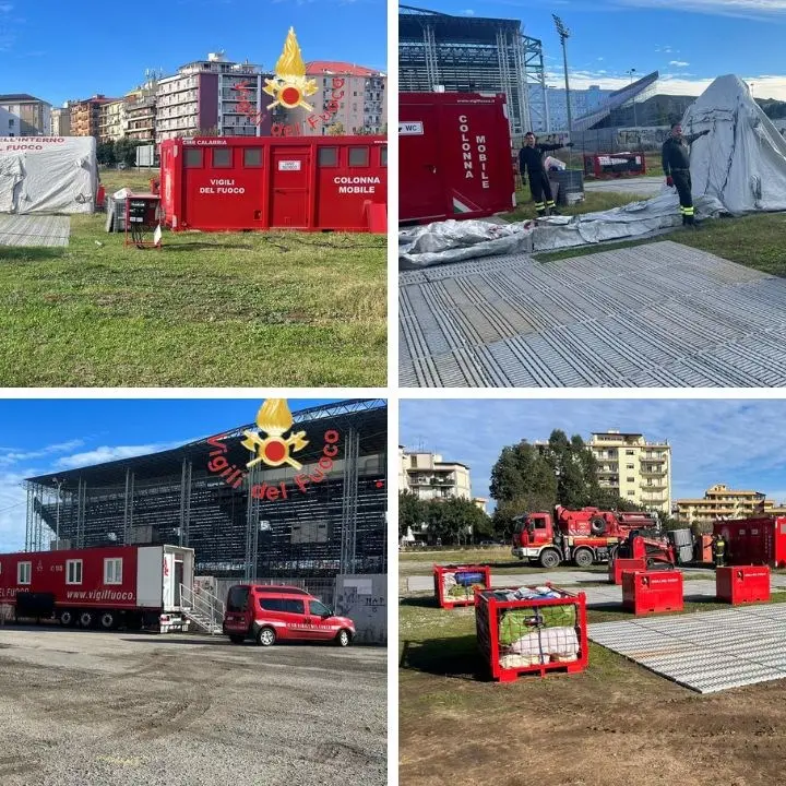 Crotone, esercitazione della colonna mobile regionale dei vigili del fuoco sull’emergenza alluvioni