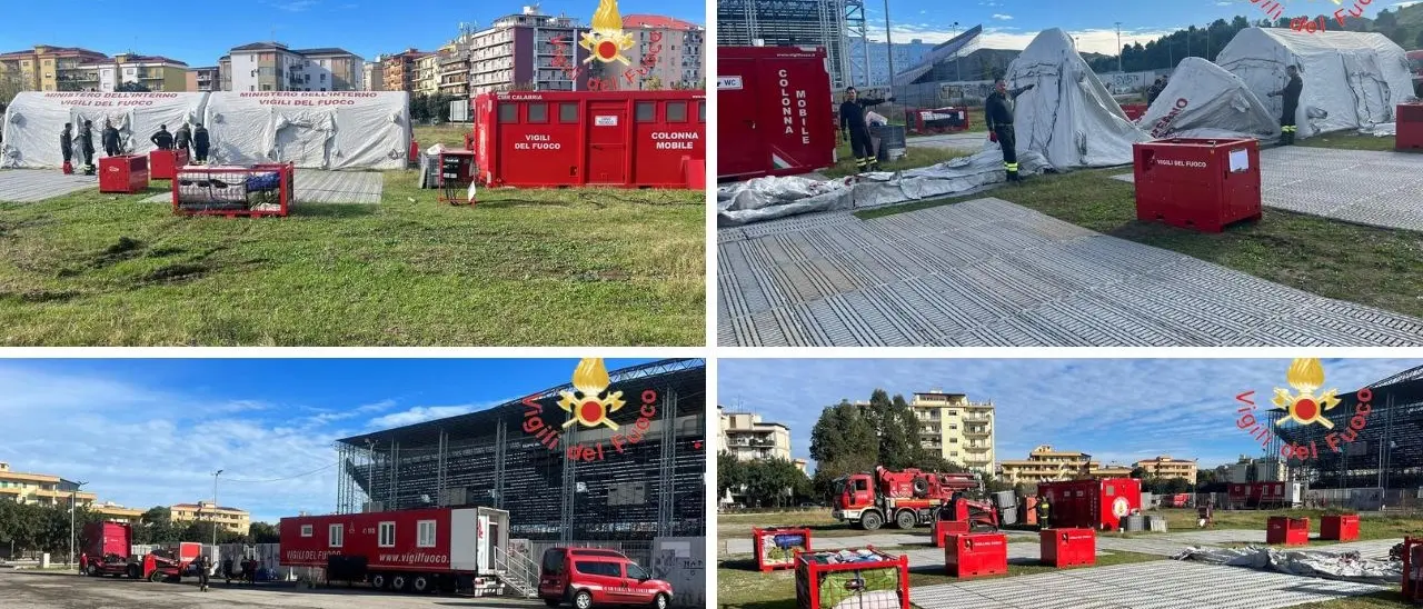 Crotone, esercitazione della colonna mobile regionale dei vigili del fuoco sull’emergenza alluvioni