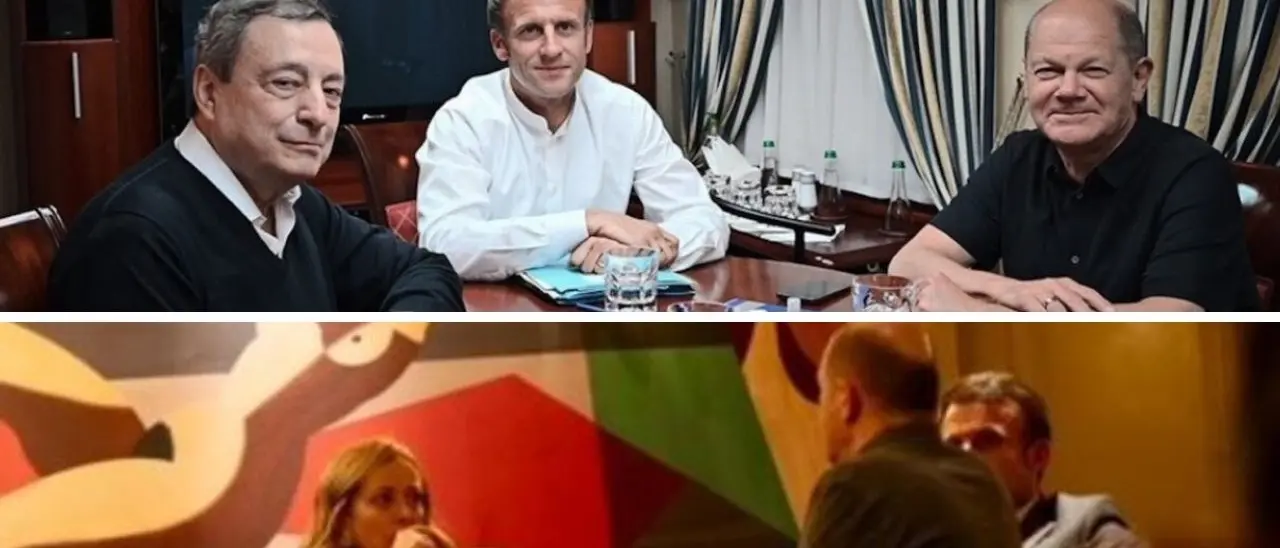 Meloni come Draghi: una foto con Macron e Scholz dopo le critiche all’ex premier