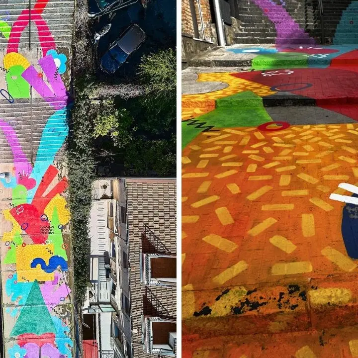 Catanzaro, i simboli della città colorano una scalinata trasformandola in opera d’arte