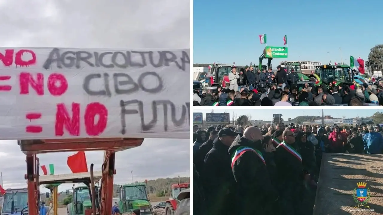 Protesta degli agricoltori, a Crotone sindaci con la fascia tricolore sulla 106 al fianco dei manifestanti