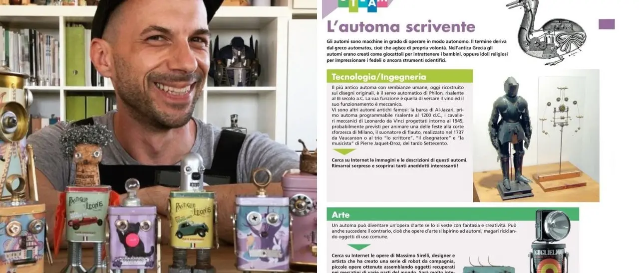 L’artista calabrese dei robot Massimo Sirelli finisce nei libri di scuola: «Bellissimo poter ispirare tanti ragazzi»