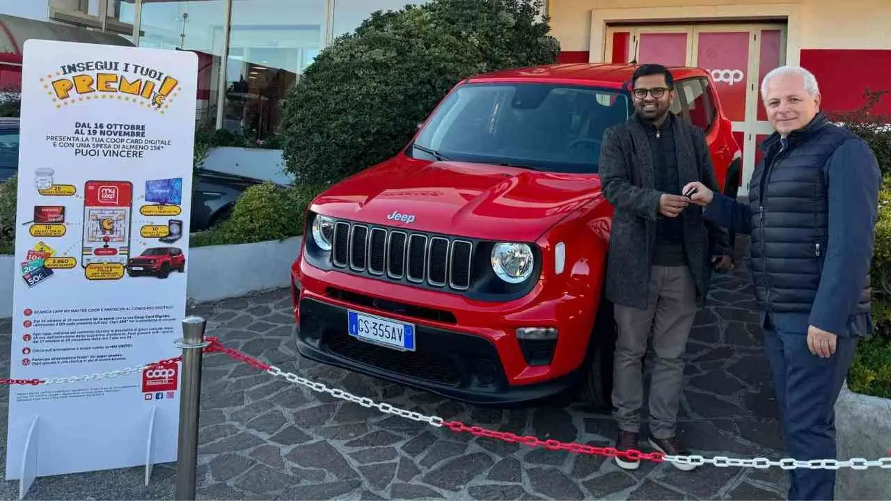 Consegnata la Jeep Renegade messa in palio da Coop Master 3.0 con il concorso “Insegui i tuoi premi”