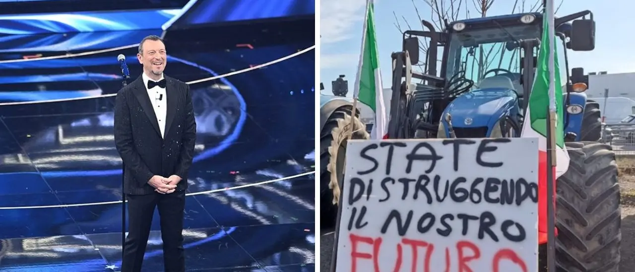 Sanremo, i trattori sono arrivati ma nessun agricoltore salirà sul palco: Amadeus leggerà una nota