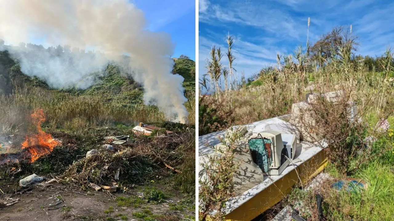 Scoperta discarica abusiva nel Vibonese: 400 metri quadri di rifiuti abbandonati e incendiati