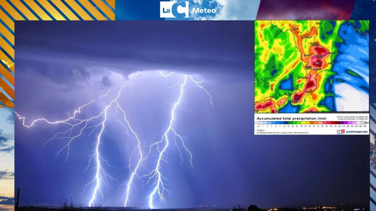 Meteo, un’intensa ondata di maltempo colpisce la Calabria: piogge forti e temporali oggi e domani