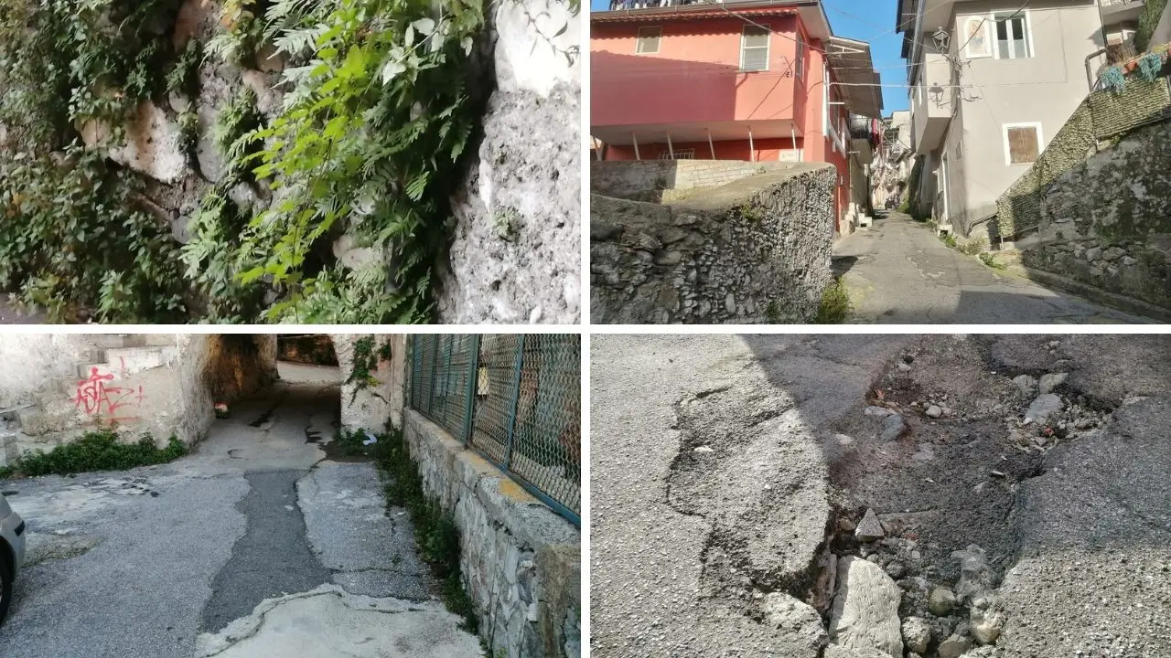 Lamezia, lo sfregio al centro storico: l’antico quartiere Timpone abbandonato al degrado tra buche, escrementi e cavi volanti