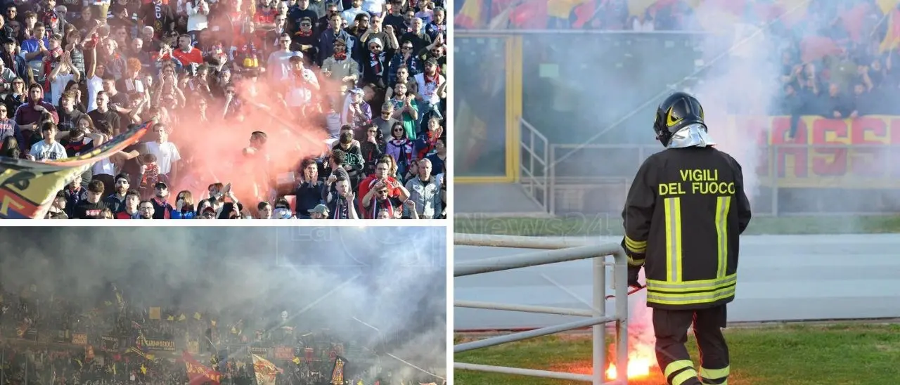 Lancio di fumogeni e petardi durante il derby di Calabria, maxi multe per Cosenza e Catanzaro