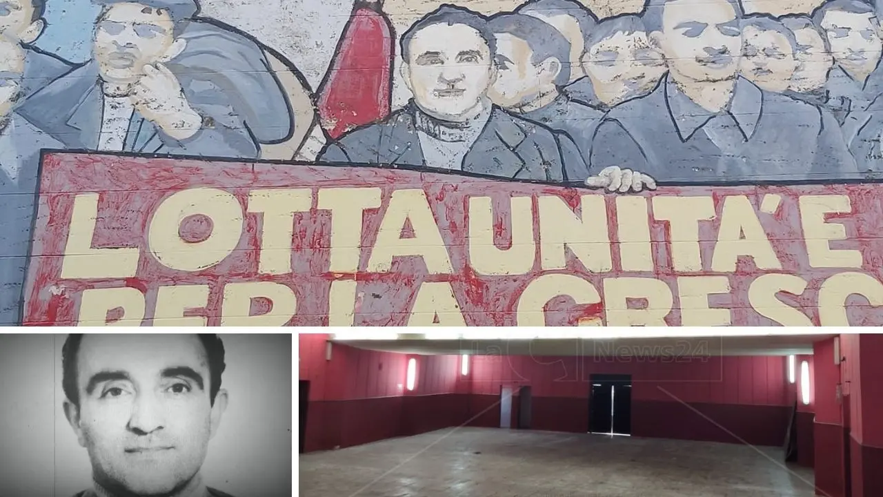 Gioiosa, il murale dedicato a Rocco Gatto sbiadisce sulla facciata del teatro senza più poltrone e sipario