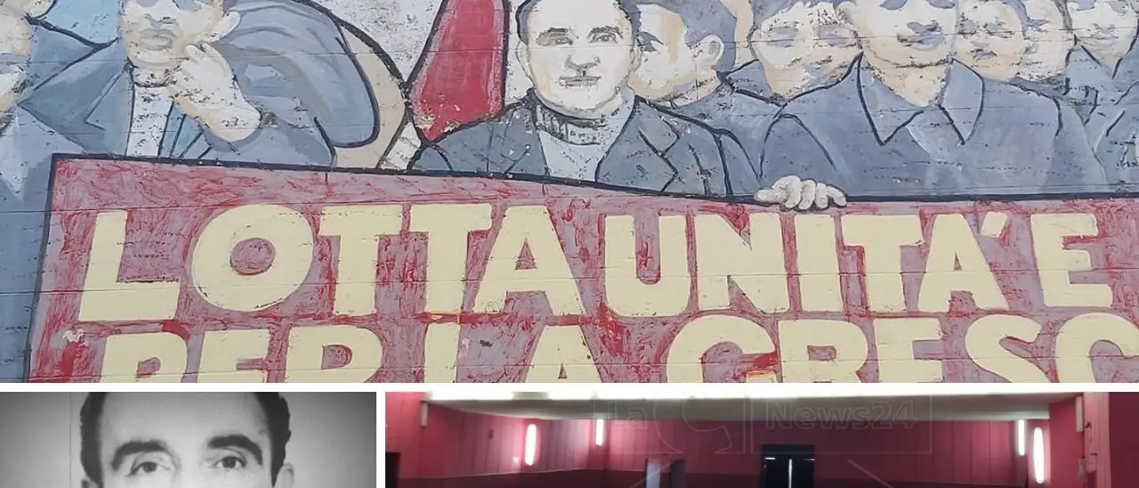 Gioiosa, il murale dedicato a Rocco Gatto sbiadisce sulla facciata del teatro senza più poltrone e sipario