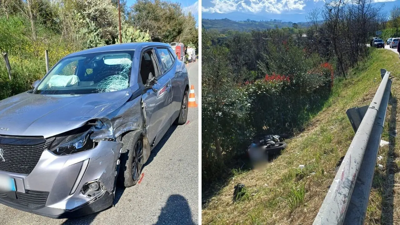 Incidente a Montalto Uffugo, violento scontro tra auto e moto: centauro trasferito d’urgenza in elisoccorso a Cosenza