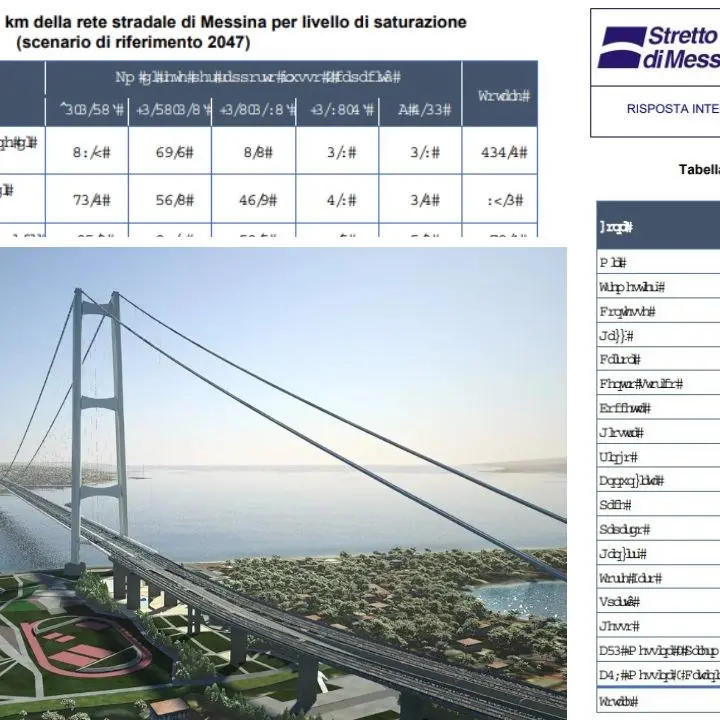 Ponte sullo Stretto, i dati del rapporto sul traffico sono (davvero) illeggibili: nel documento caratteri senza senso