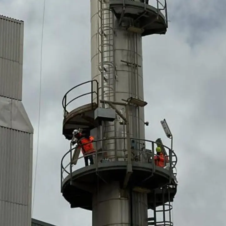 Cutro, la protesta di 15 dipendenti della centrale a biomasse: su una ciminiera alta 52 metri per chiedere gli stipendi arretrati