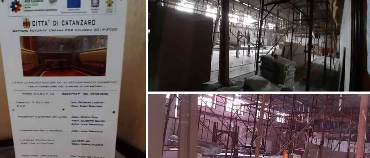 Catanzaro, l’Aula rossa resta off limits per il Consiglio comunale: dopo 6 anni i lavori sono ancora in corso