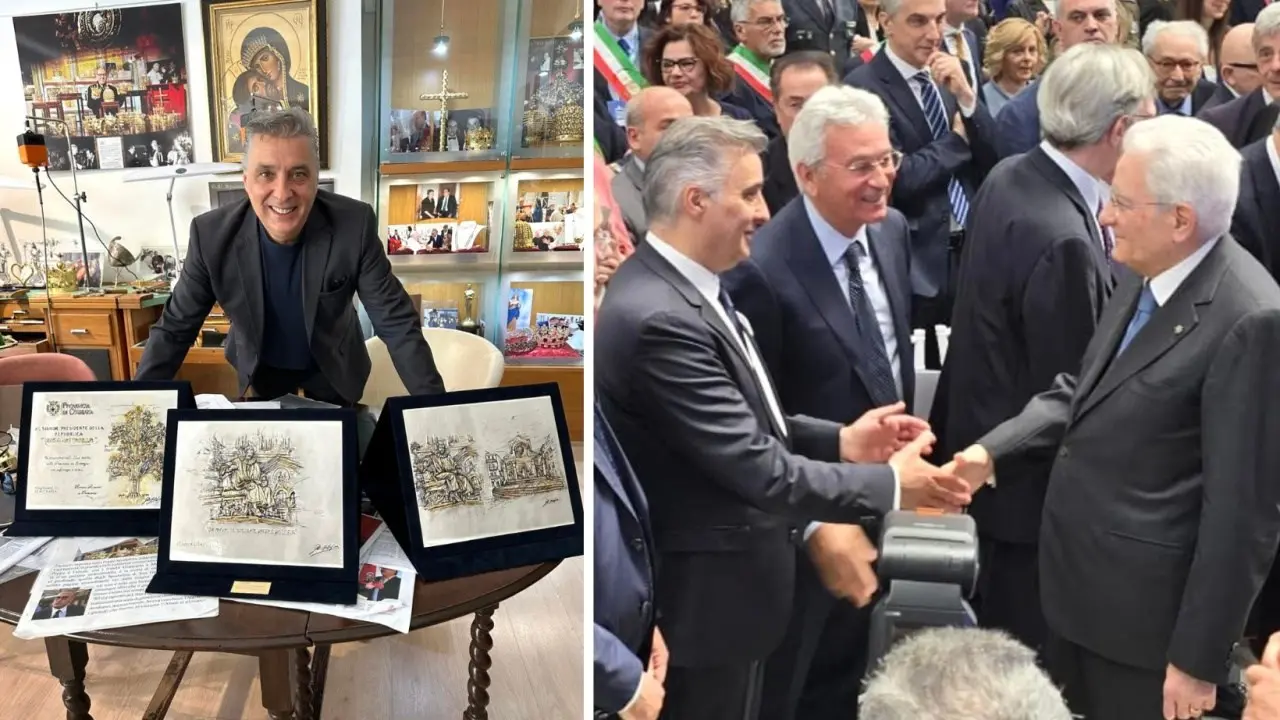 Tre lastre d’argento realizzate dall’orafo Spadafora donate a Mattarella in visita in Calabria