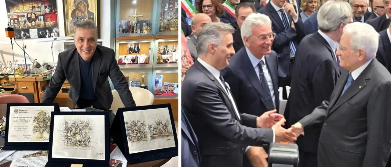 Tre lastre d’argento realizzate dall’orafo Spadafora donate a Mattarella in visita in Calabria