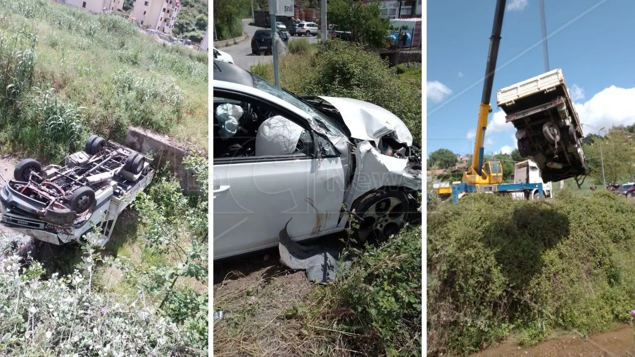 Incidente nel Cosentino, furgone precipita in un torrente dopo lo scontro con un’auto