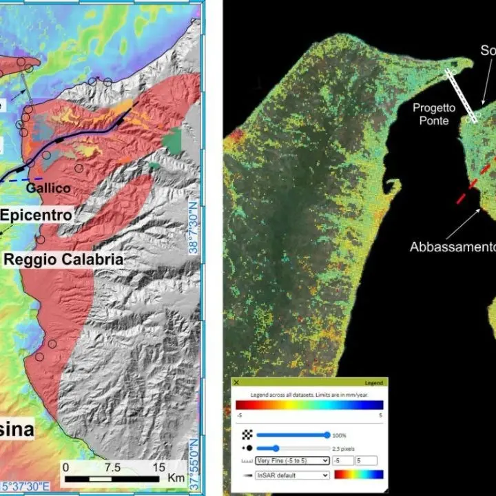 Ponte sullo Stretto, una faglia attiva nell’area in cui sorgerà il pilone calabrese: la conferma arriva dallo spazio