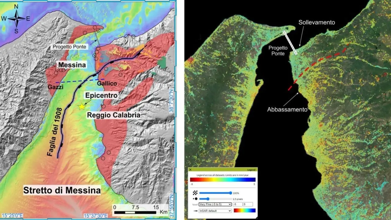 Ponte sullo Stretto, una faglia attiva nell’area in cui sorgerà il pilone calabrese: la conferma arriva dallo spazio