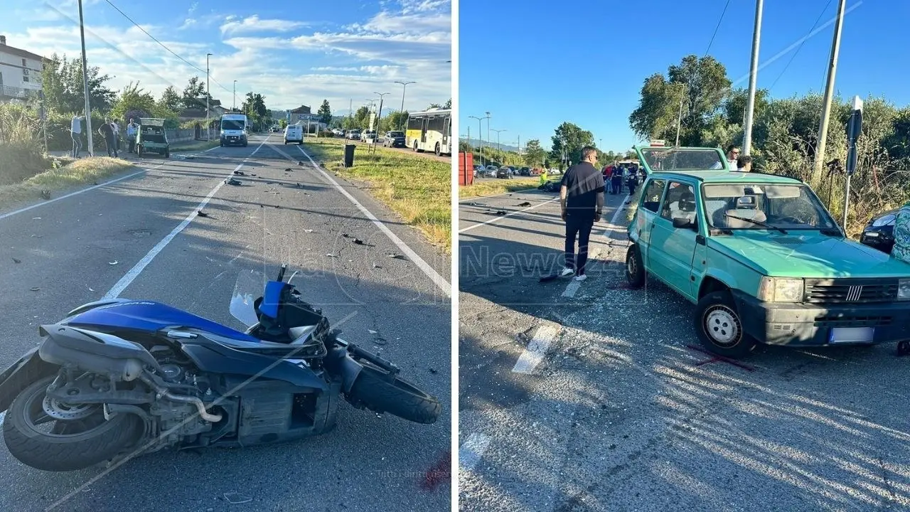 Incidente a Rende, violento impatto tra uno scooter e un‘auto: ferito il centauro