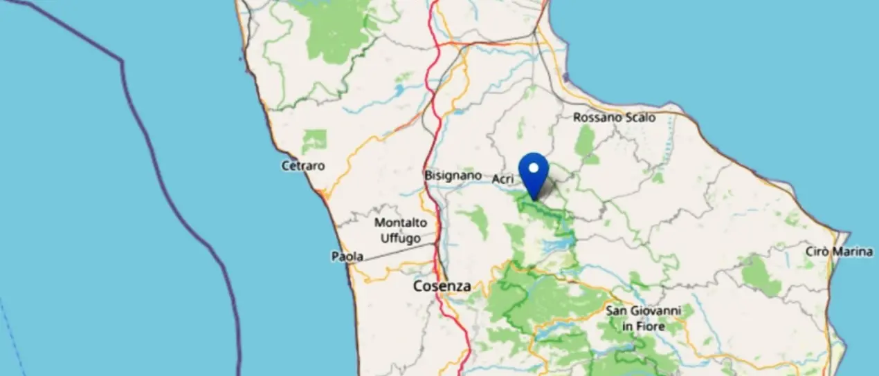 La terra trema in Calabria, tre scosse ad Acri nella tarda serata: la più forte di magnitudo 3.0