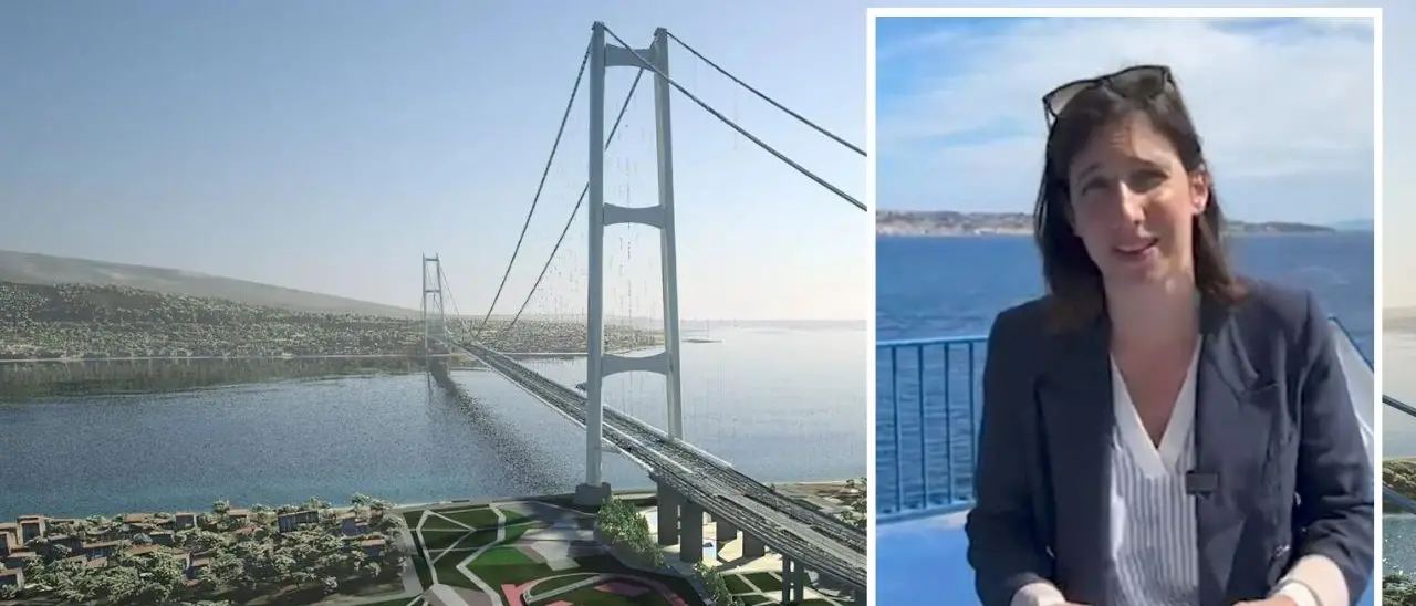Ponte, Elly Schlein dal traghetto sullo Stretto: «Progetto insostenibile, è uno spot elettorale di Salvini e Meloni gli va dietro»