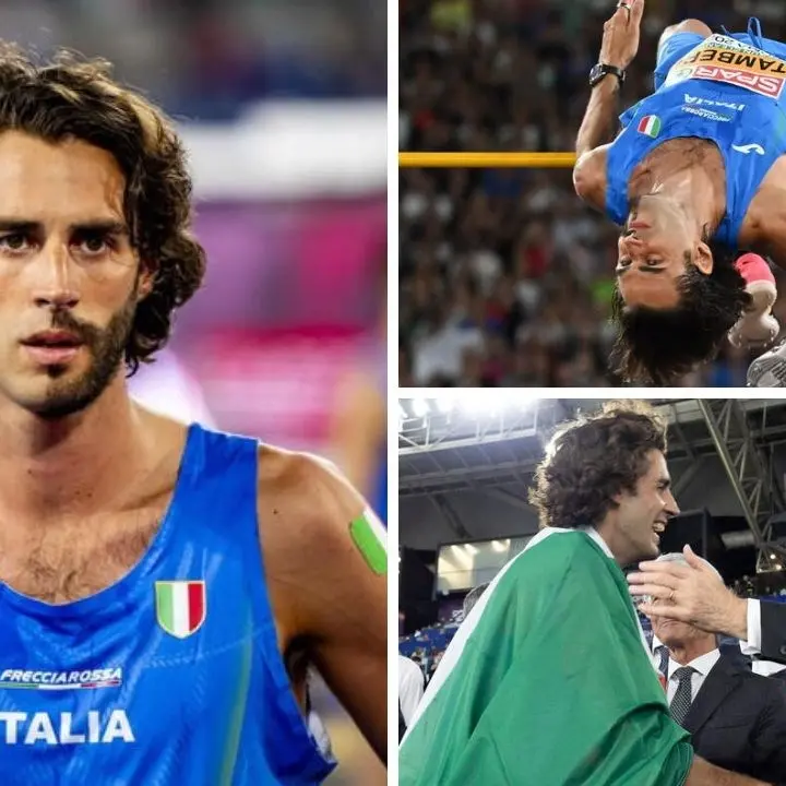 Europei di atletica, show di Tamberi a Roma: vola a 2,37 metri nel salto in alto, vince l’oro e si “inchina” a Mattarella