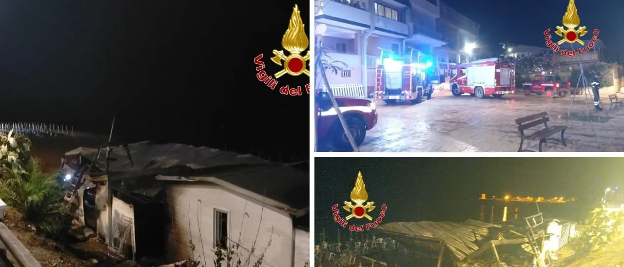 Incendio a Isola Capo Rizzuto, le fiamme avvolgono un lido balneare: si indaga sulle cause del rogo