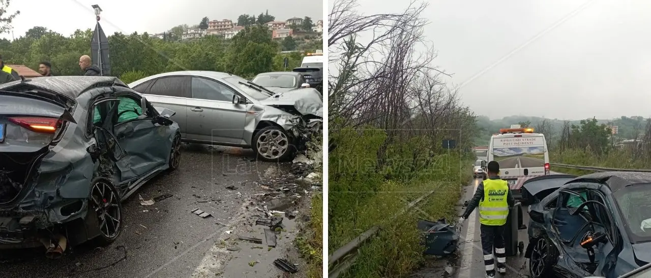 Incidente a Rende sulla statale 107, forte impatto tra due auto: 2 feriti
