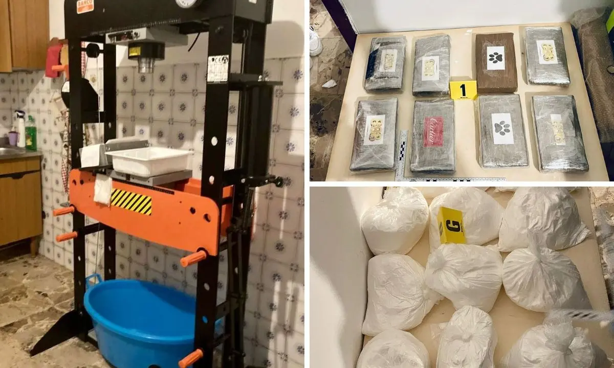 Un laboratorio per la lavorazione della cocaina nelle campagne del Reggino, 2 arresti e 34 chili di droga sequestrati