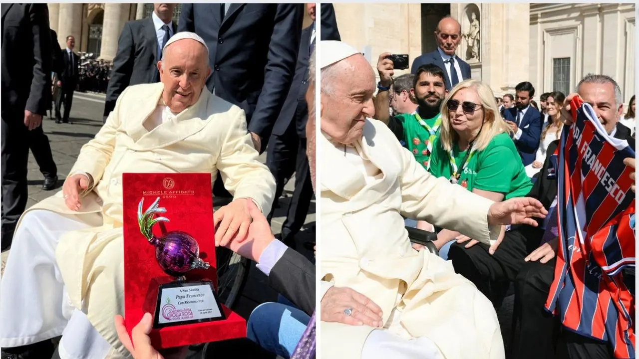 La Tropea d’Argento e la maglia ufficiale della Vibonese calcio a Papa Francesco