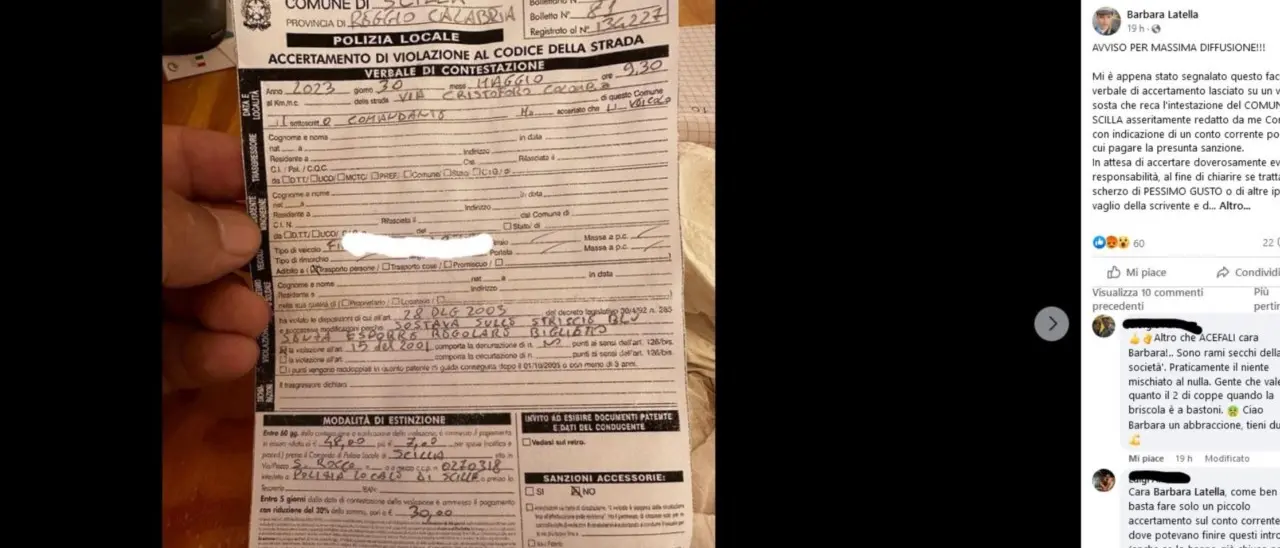 A Scilla arrivano le “finte multe”: la truffa denunciata dal comandante della Polizia Municipale: «Non pagate»