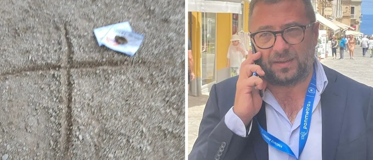 Una croce con vicino volantini elettorali al consigliere di San Mango Trunzo: «Codardi, io non ho paura»