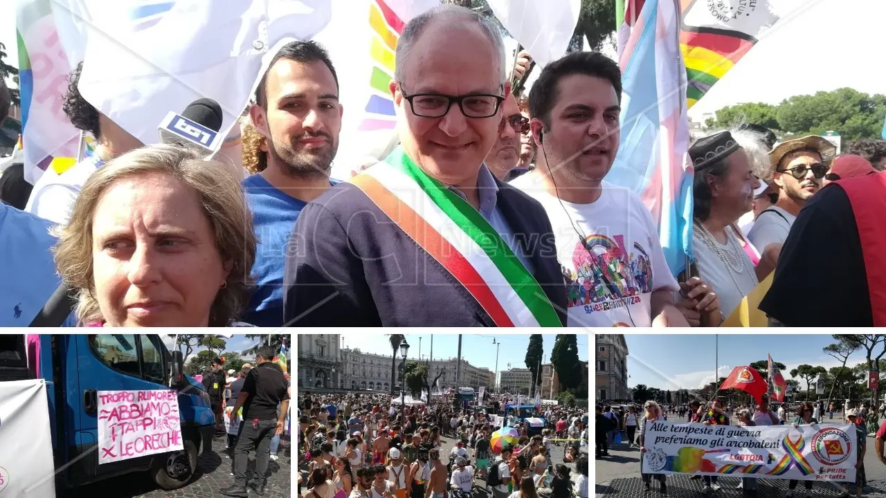 L’onda arcobaleno colora Roma, 40mila persone hanno partecipato al Pride delle polemiche: le foto della parata