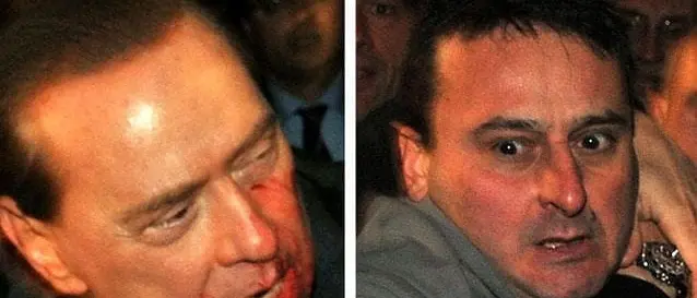 Berlusconi ferito da una statuetta di metallo. E la curva del Cosenza espose lo striscione “Siamo tutti Tartaglia”