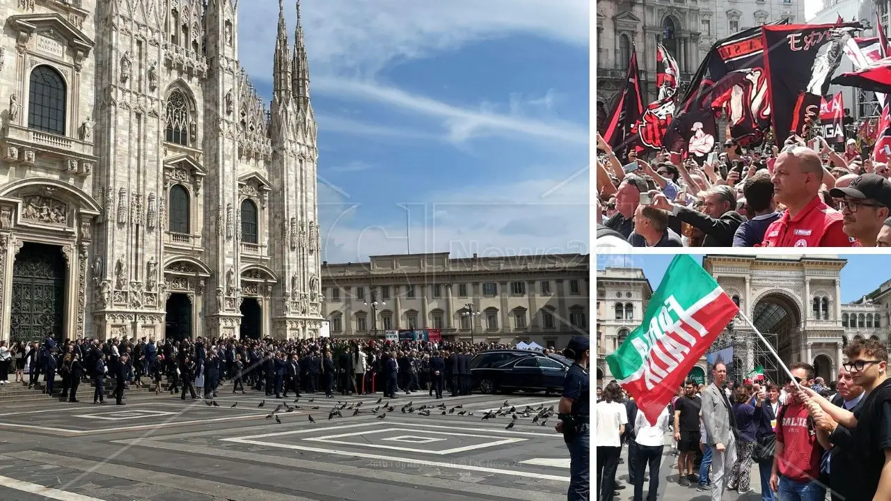 Funerali Berlusconi: applausi, cori e tanta commozione per l’ultimo saluto di Piazza del Duomo