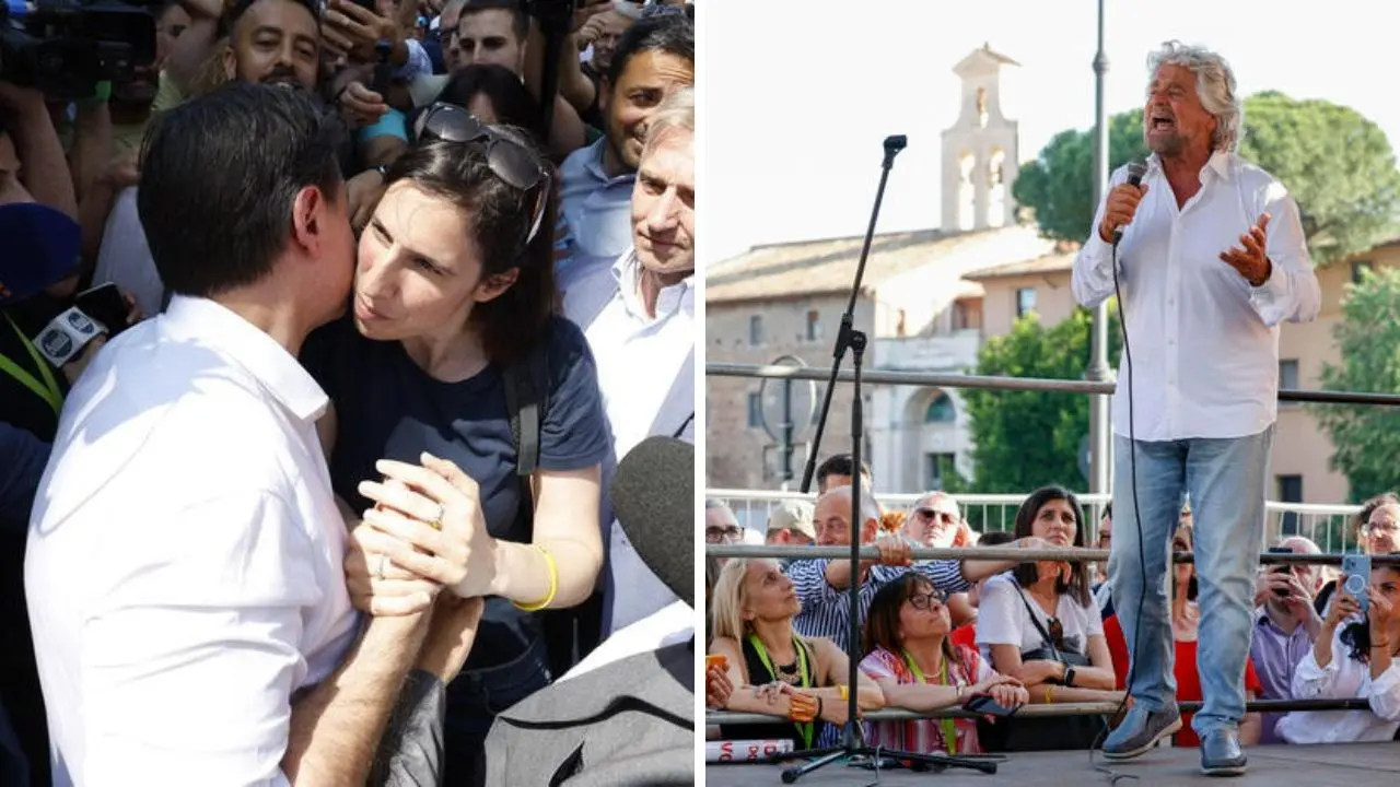 M5s in piazza, Schlein c’è ma Grillo spariglia: «Mettete il passamontagna, sistemate i marciapiedi»