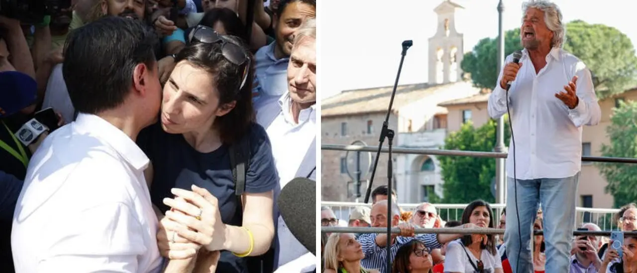 M5s in piazza, Schlein c’è ma Grillo spariglia: «Mettete il passamontagna, sistemate i marciapiedi»