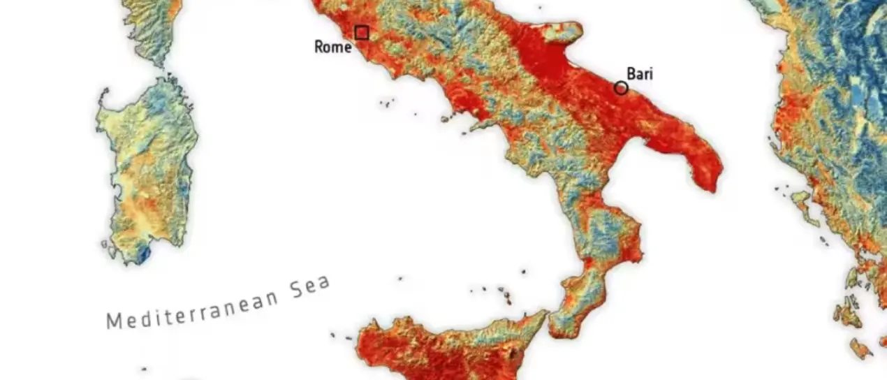 Estate rovente, i satelliti rilevano oltre 47 gradi al suolo in Puglia e Sicilia