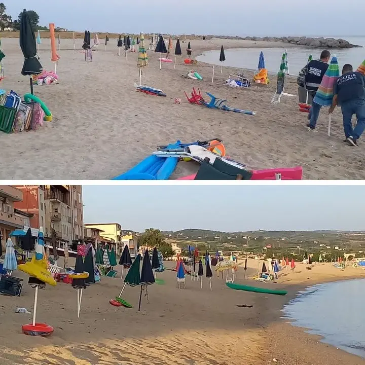 Spiaggia liberata a Vibo Marina, sequestrati 255 ombrelloni e 130 sdraio