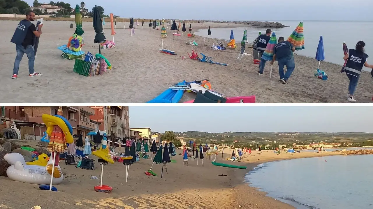 Spiaggia liberata a Vibo Marina, sequestrati 255 ombrelloni e 130 sdraio