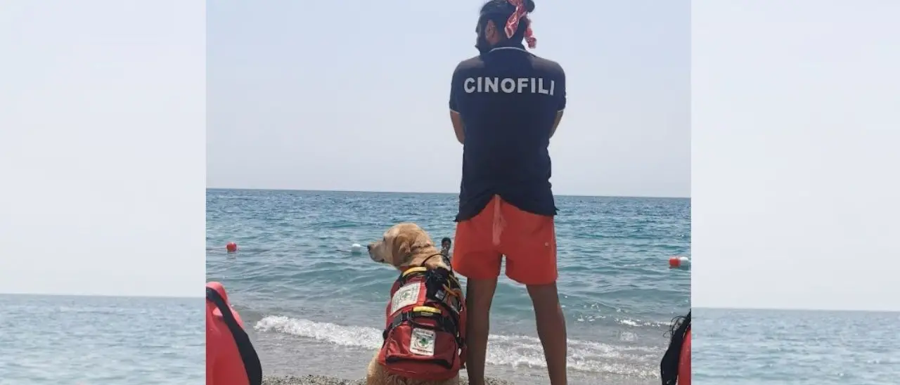 Catanzaro Lido, in difficoltà su un materassino vengono soccorsi dal cane bagnino Mae