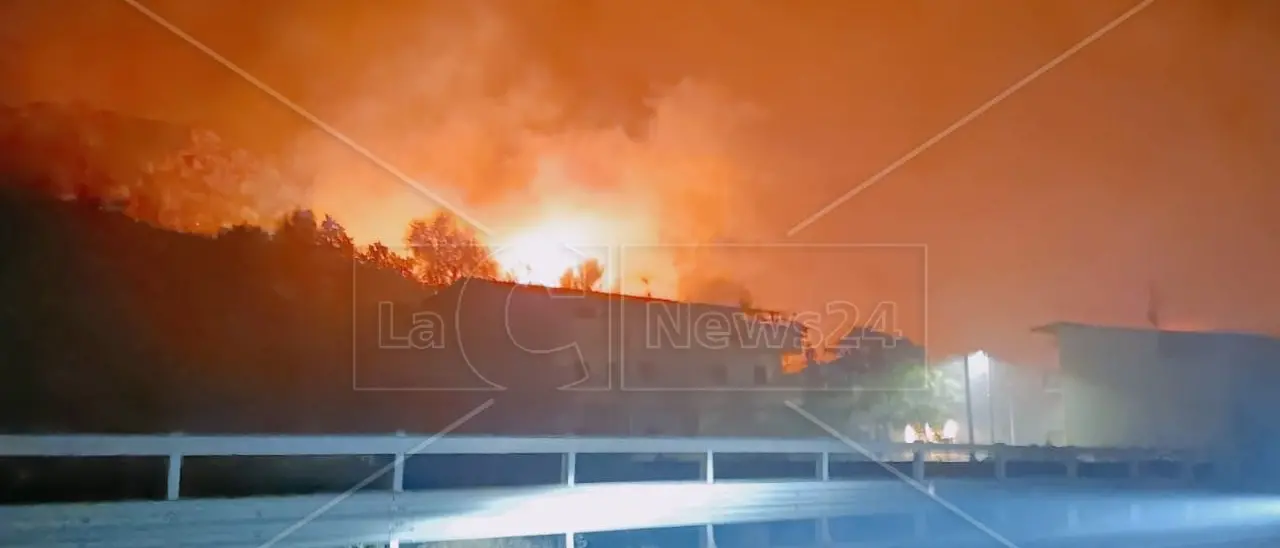 Incendio nel Reggino, decine di famiglie sfollate nel cuore della notte a Capo d’Armi