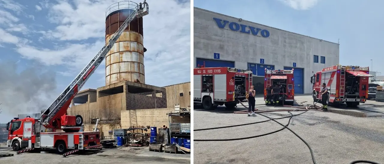 Incendio a Campo Calabro, le fiamme si propagano dalle sterpaglie ad un’officina: vigili del fuoco in azione