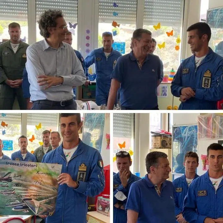 I piloti delle Frecce tricolore incontrano i piccoli pazienti dell’ospedale di Reggio Calabria