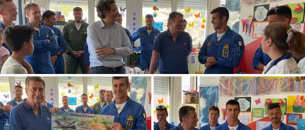 I piloti delle Frecce tricolore incontrano i piccoli pazienti dell’ospedale di Reggio Calabria