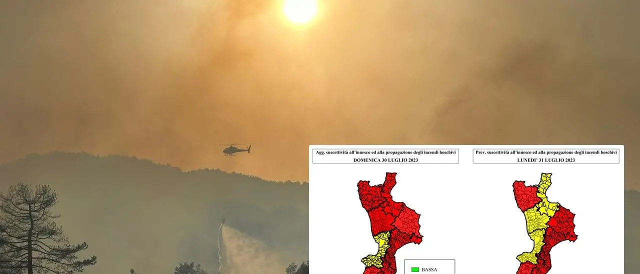 Incendi, Calabria ancora a rischio: è allerta rossa su quasi tutta la regione