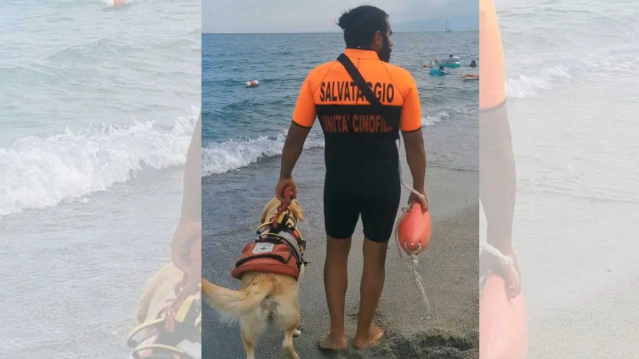 Catanzaro, l’unità cinofila di salvataggio Anpas salva tre bagnanti in difficoltà a Giovino