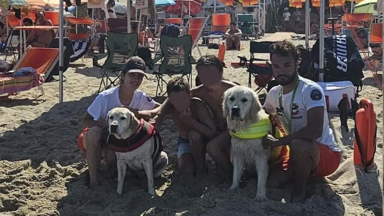 Per recuperare il pallone in acqua due bambini rischiano di annegare, soccorsi da cinque cani bagnino